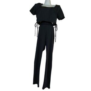 Fashion Nova Black Large Two Piece Crop Top & Leggings Set Stretch‎ Athleisure